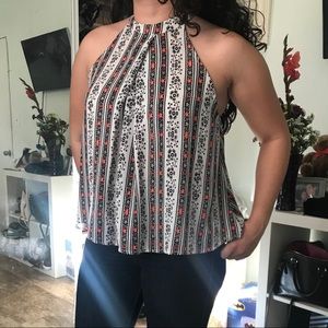 Tight neck  flowy top